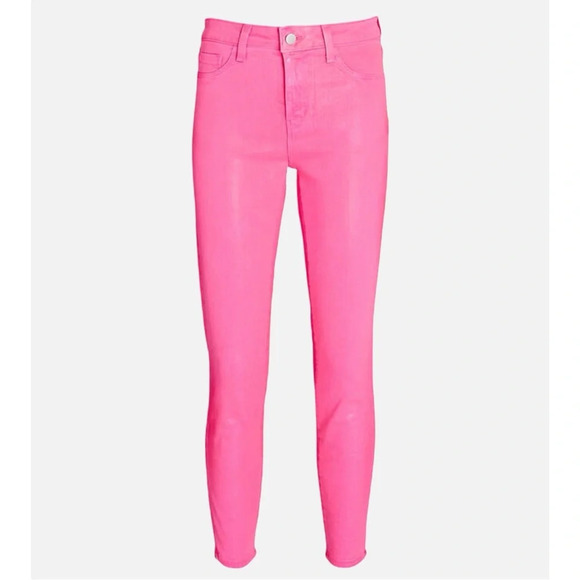 L’Agence Margot Coated Skinny Jeans Rose Pink High Rise Cropped Stretch Size 26 - Picture 8 of 16